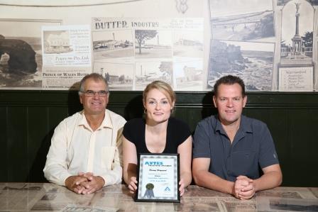 AVTES Apprentice of the Year Briony Haywood with AVTES Trainer Peter Hermans (left) and Kings Catering Owner Robert King (right)